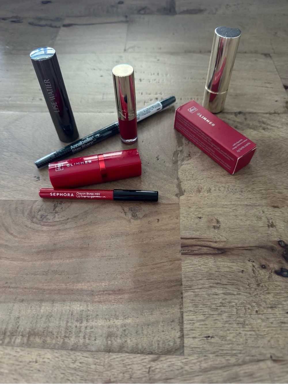 Red lips lover bundle 7 pcs Lipstick Lip Liner & oil sephora clarins Lise Watier